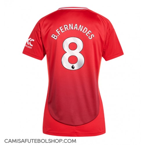 Camisa de time de futebol Manchester United Bruno Fernandes #8 Replicas 1º Equipamento Feminina 2024-25 Manga Curta